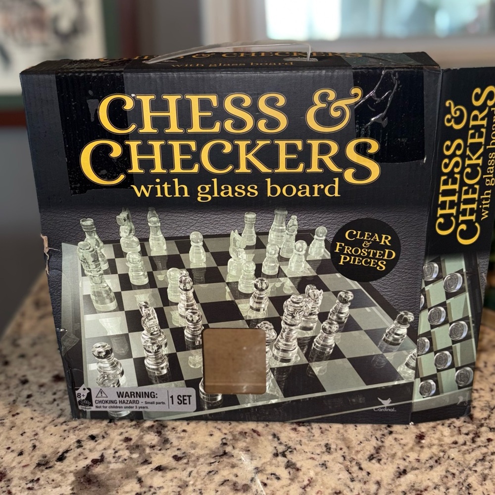 Glass Chess & Checkers set Frosted pieces Modern Luxe#homedecor#gift#classicgame